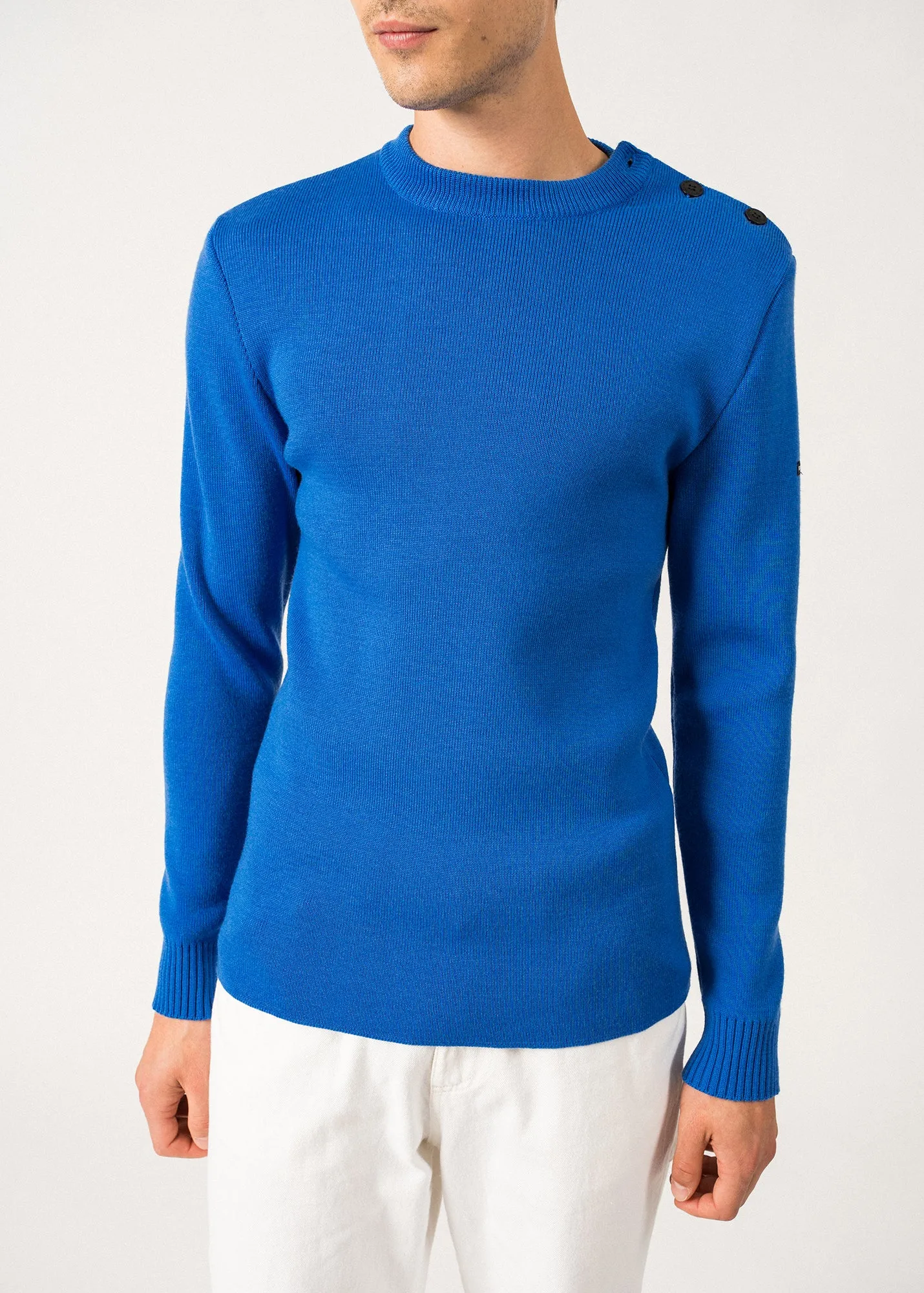 Pull marin uni Rochefort - en laine mrinos (MER)