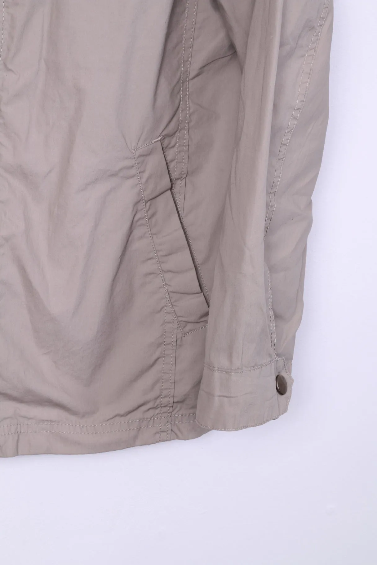 Reject Men M Lightweight Jacket Beige Campus Brand Street Wear Full Zipper Top