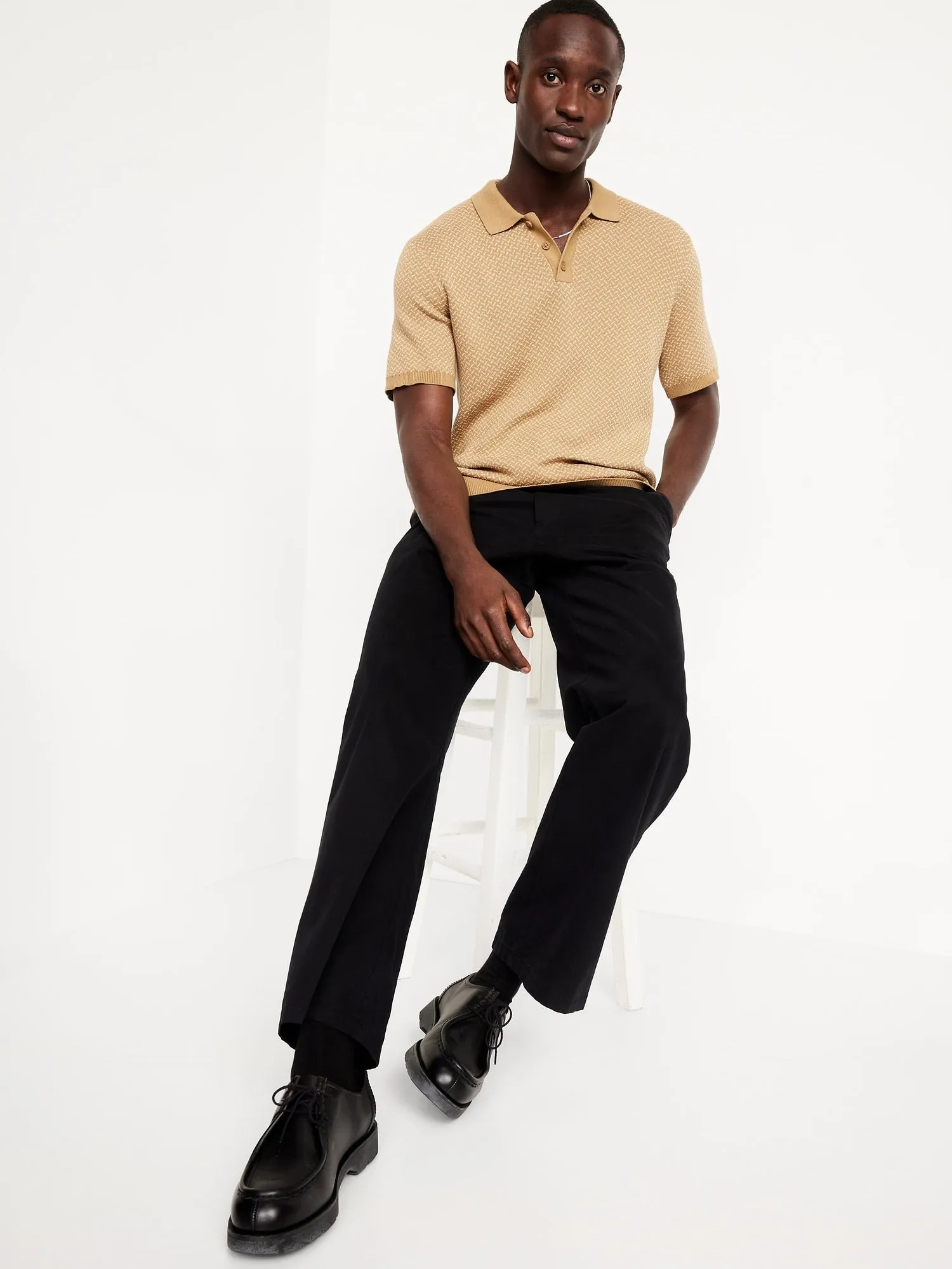 Short-Sleeve Herringbone Polo