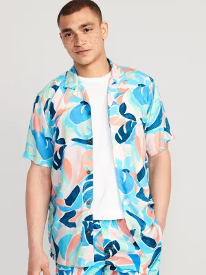Short-Sleeve Printed Camp Shirt For Men