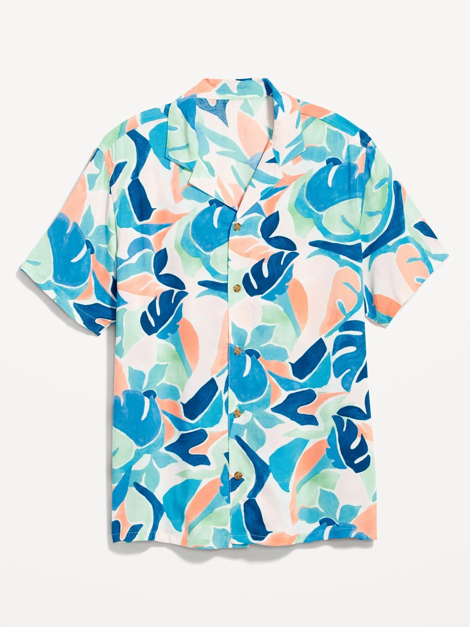 Short-Sleeve Printed Camp Shirt For Men