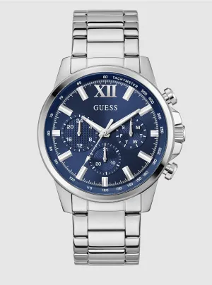 Silver Blue Dial Walker Watch Guess