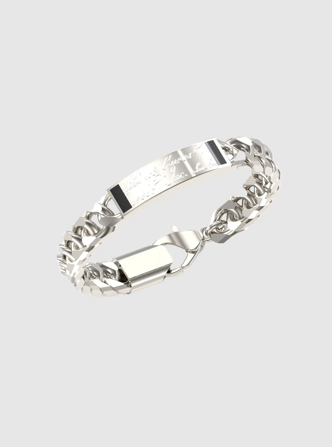 Silver Script Onix Bracelet Guess