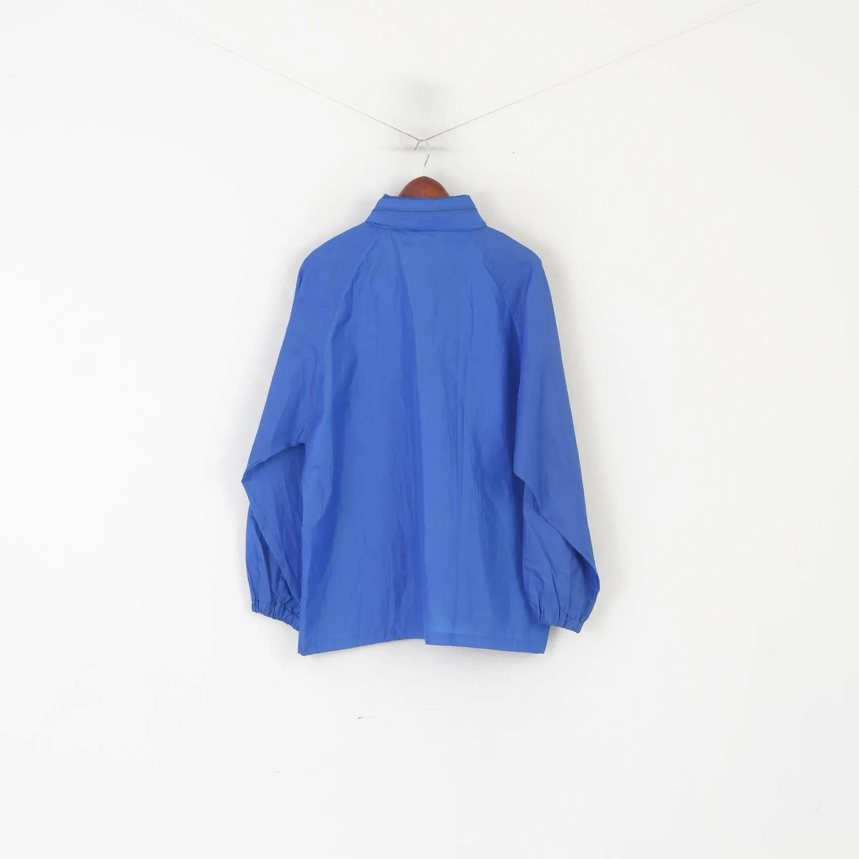 Slazenger Men L Jacket Blue Vintage Sheer Instinct Hidden Hood Full Zipper Top