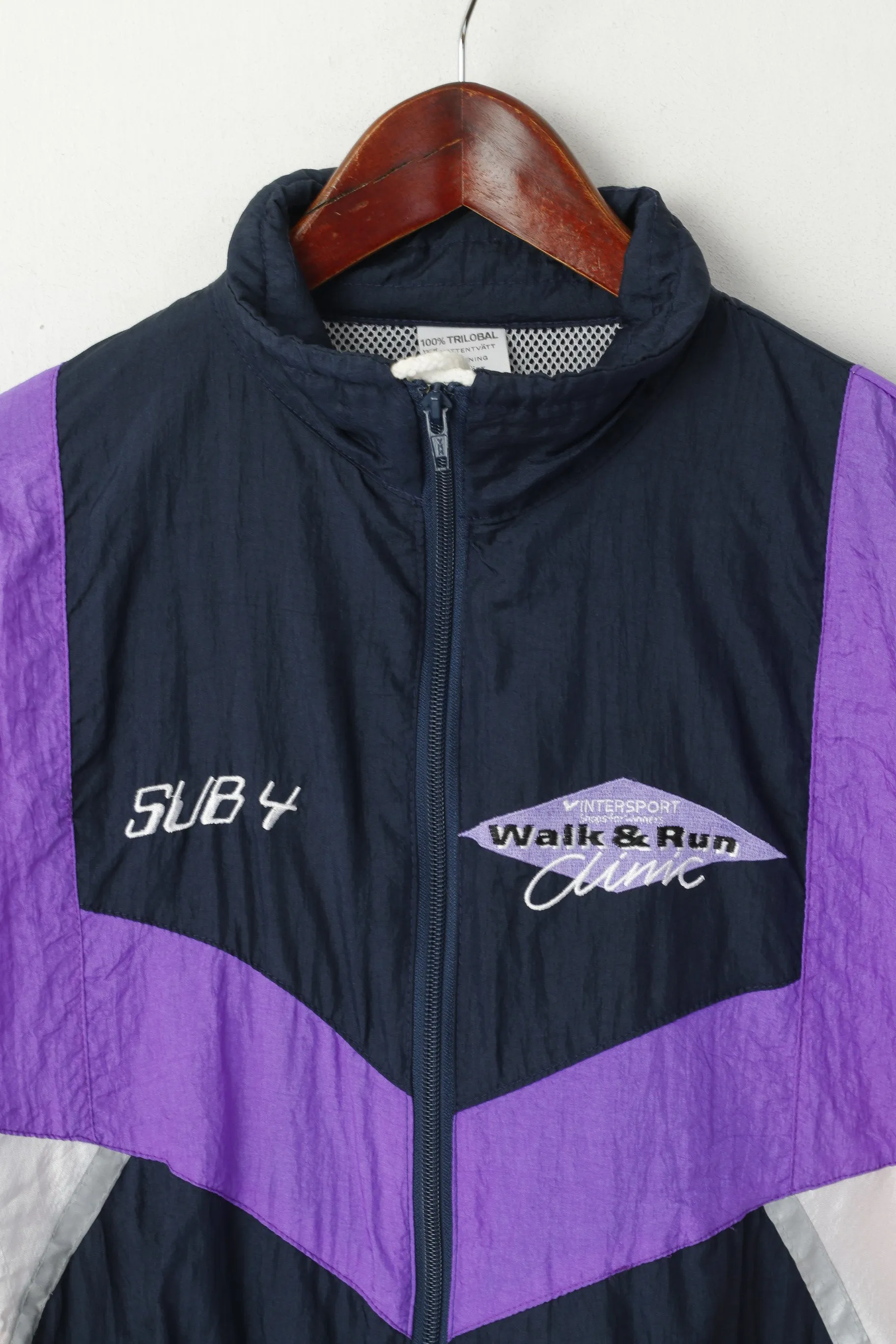 SUB 4 Men S Jacket Navy Vintage Reflective Trilobal Walk & Run Oldschool Sport Top