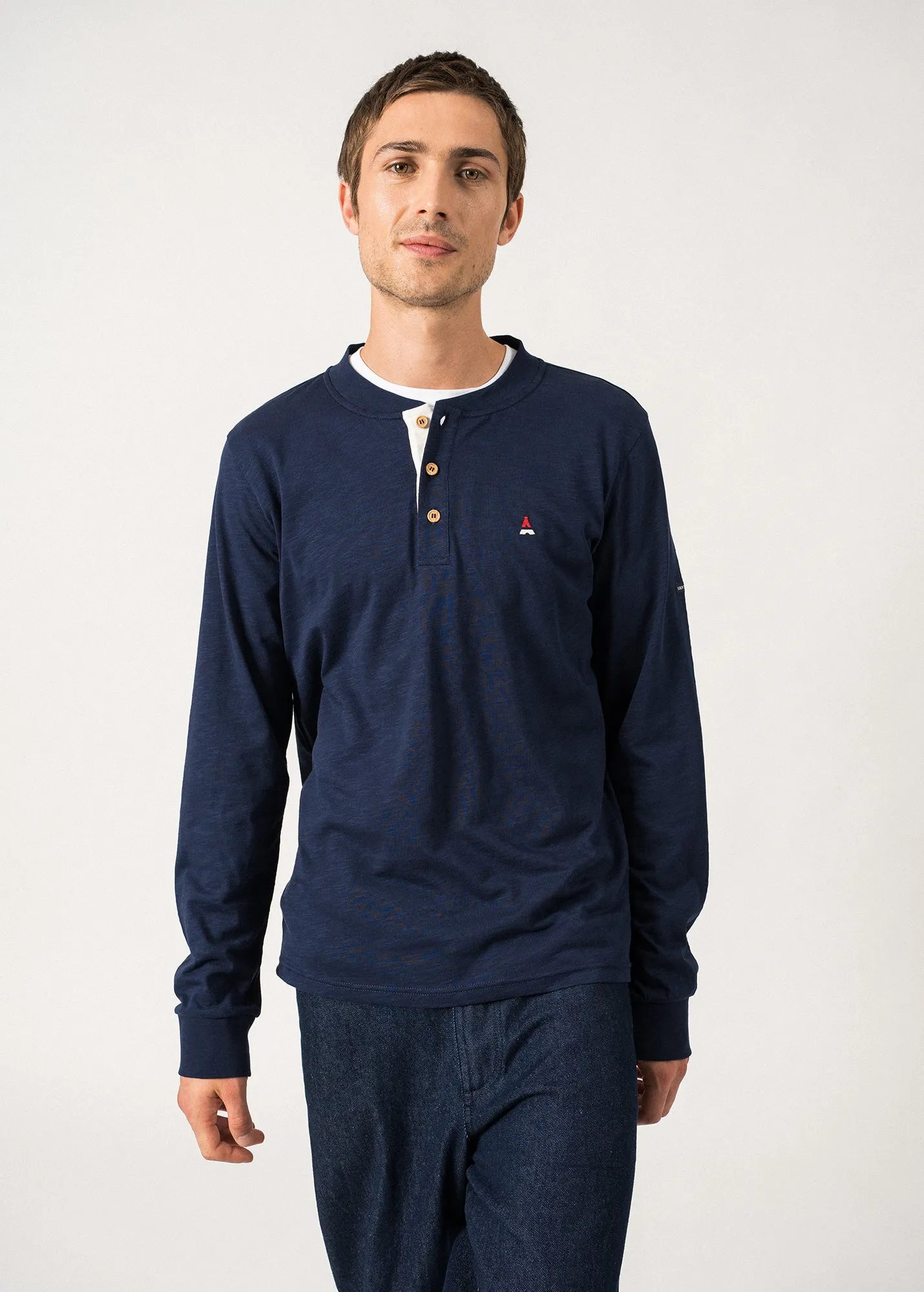 T-shirt henley manches longues Batistin - SAINT JAMES x Maison FT (INSIGNE/ECUME)