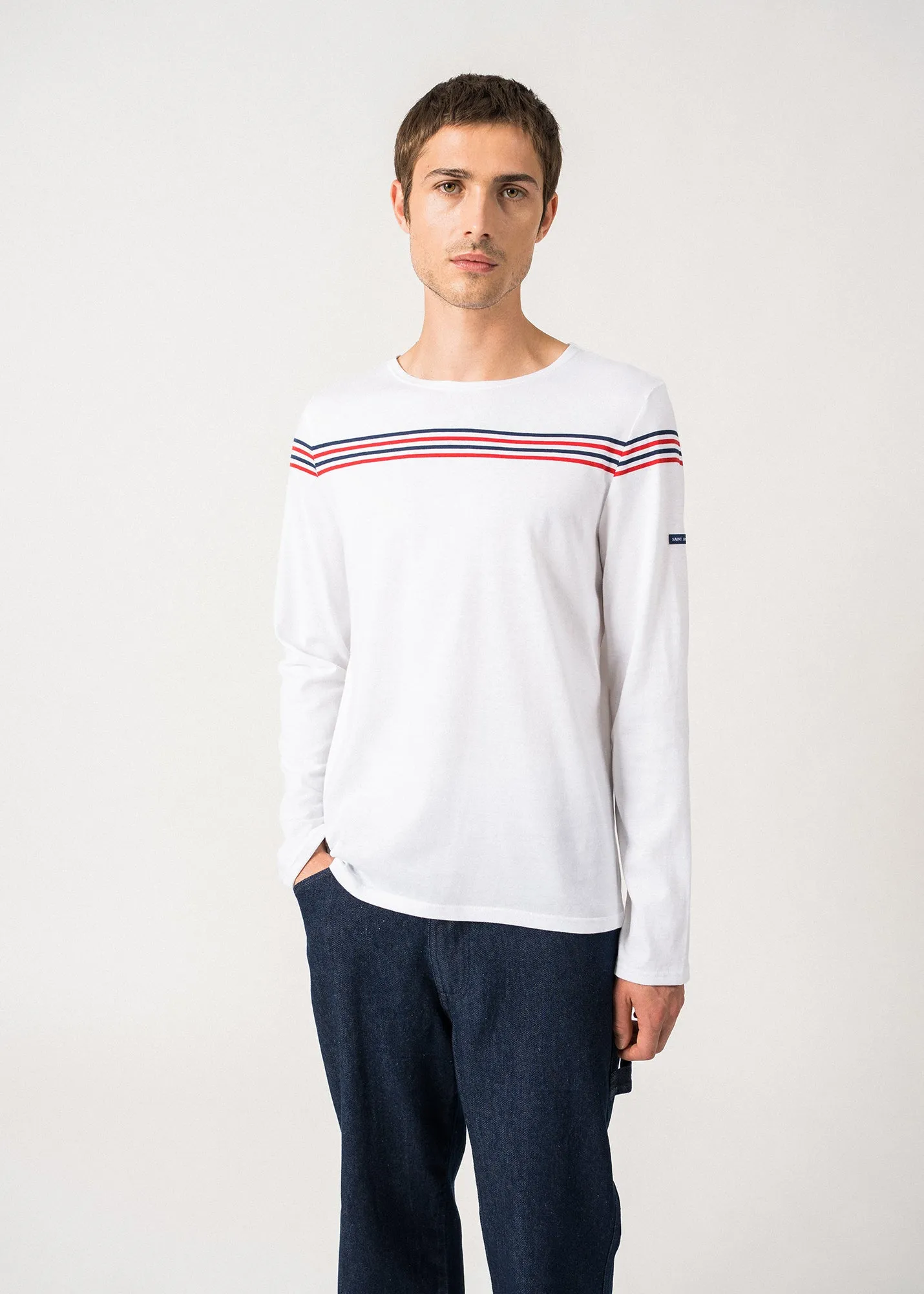 T-shirt  manches longues  rayures places - SAINT JAMES x Elyse (NEIGE/TULIPE/MARINE)