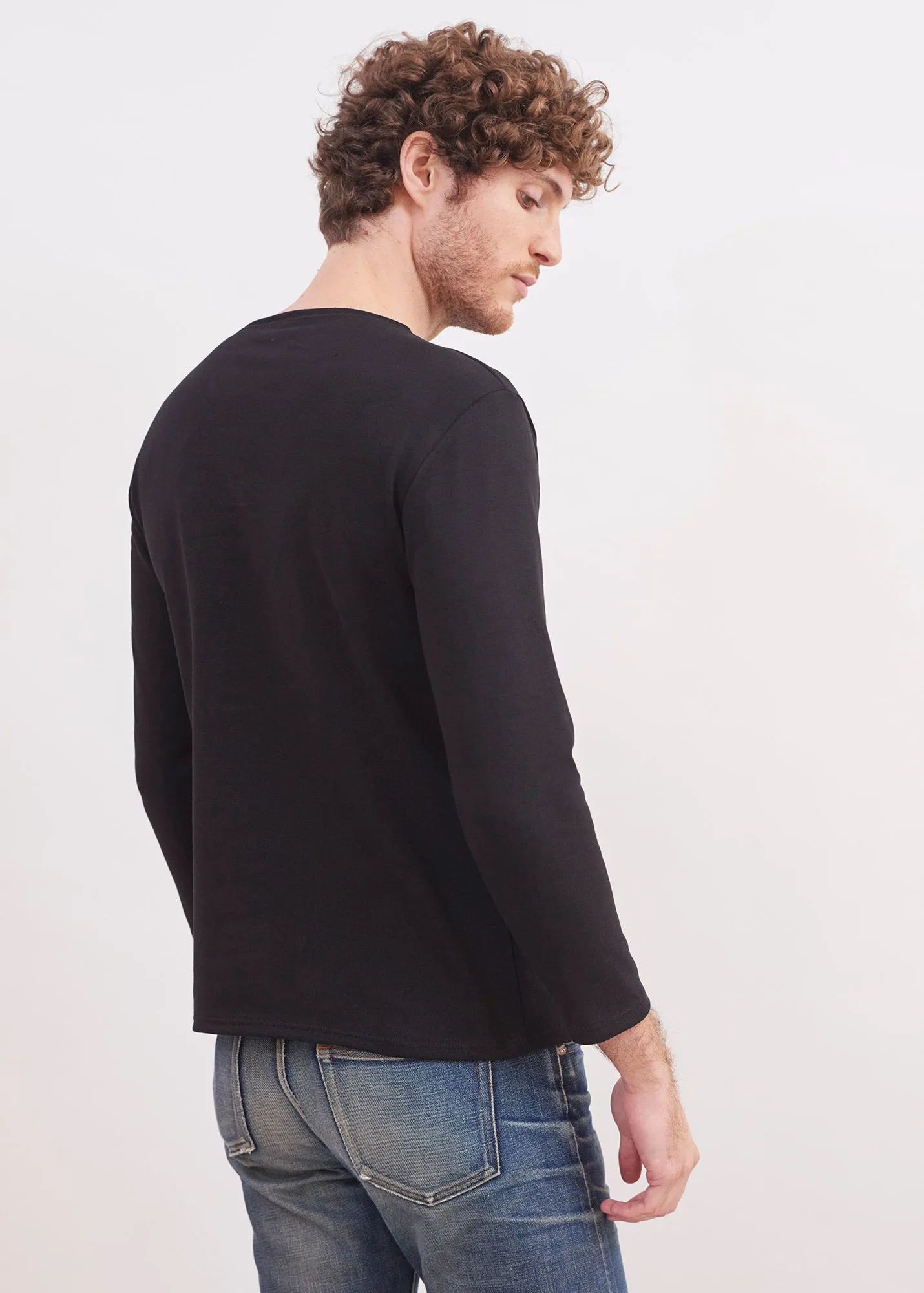 T-shirt marin Guildo - col bateau, en coton pais (NOIR)
