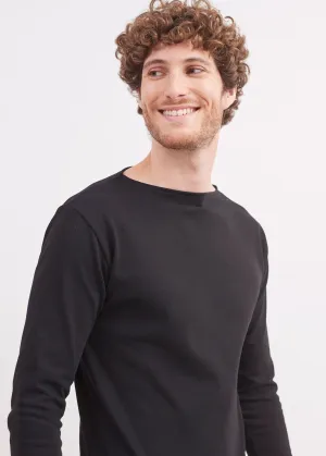 T-shirt marin Guildo - col bateau, en coton pais (NOIR)