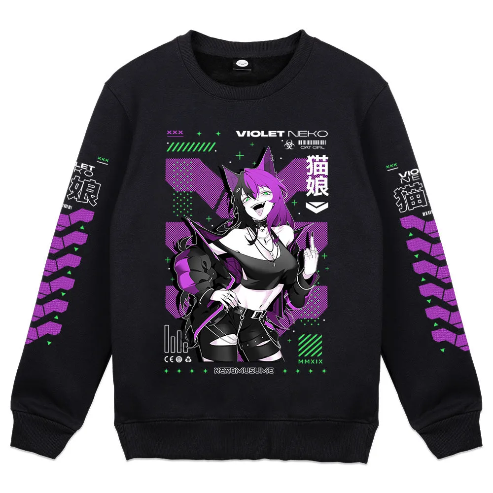 TheVioletNeko Degen Cat Girl Crewneck