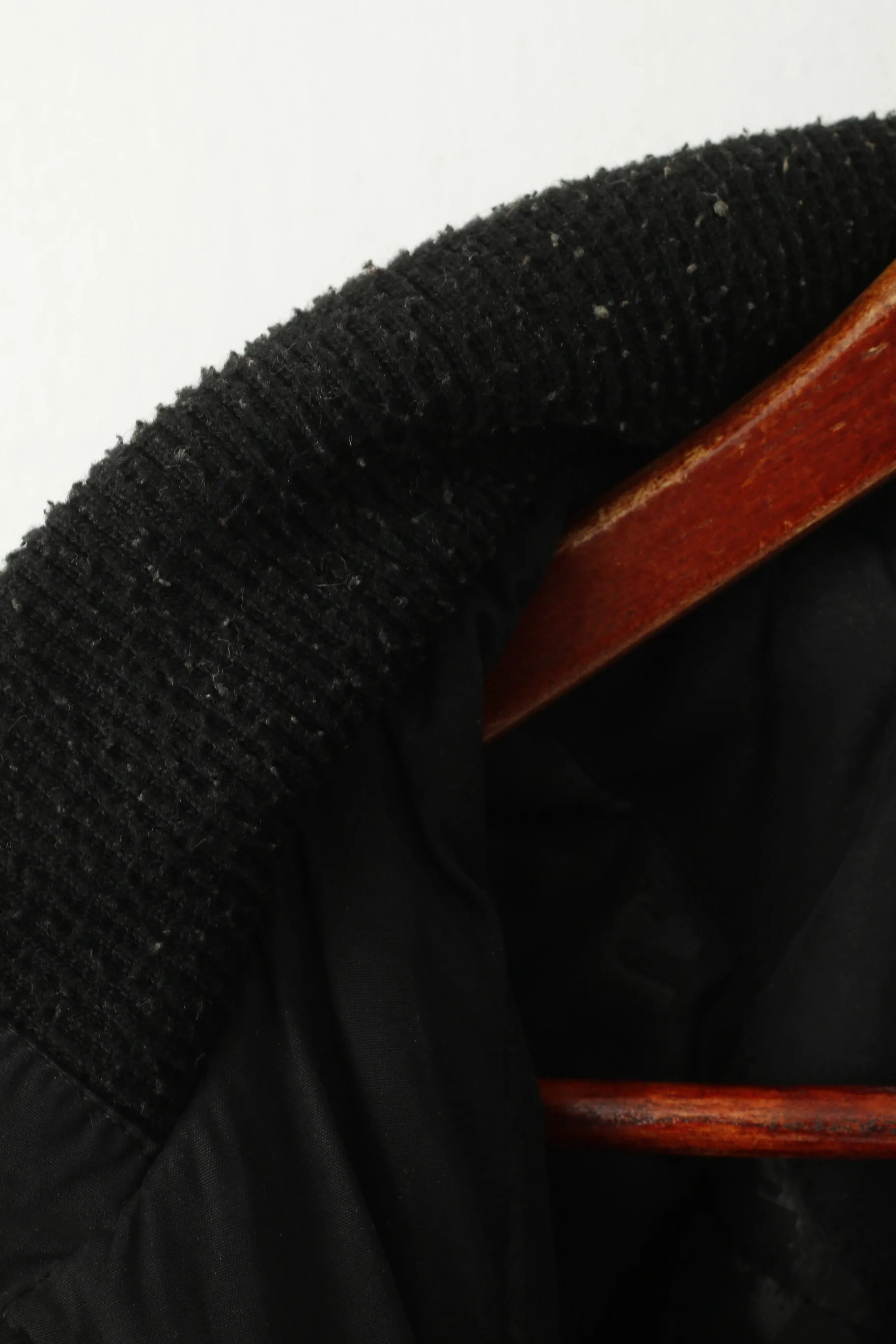 Tom Tompson Men L Jacket Black Bomber Padded Full Zipper Pocket Hooded Top