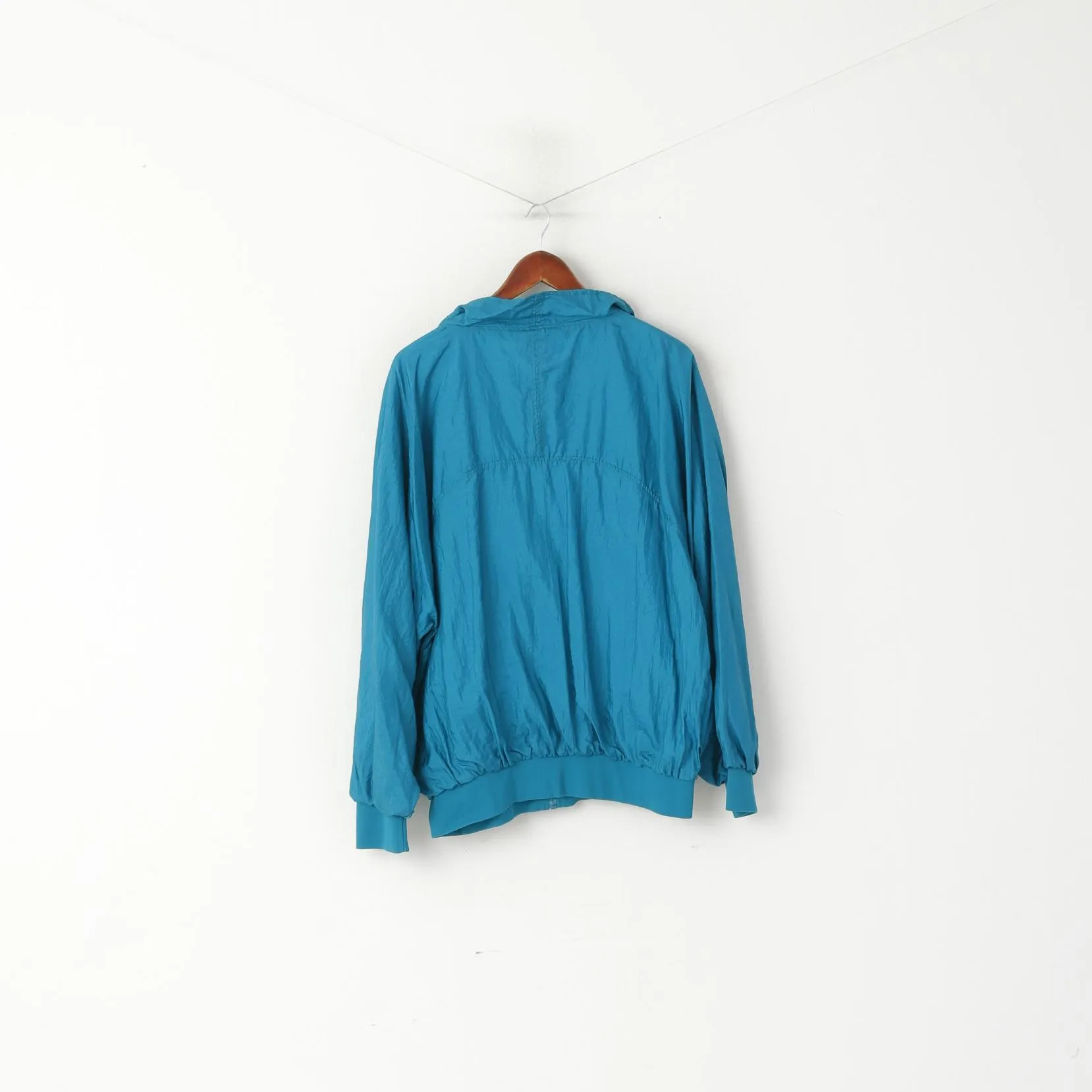 Trigema Men L  Jacket Sea Green Vintage Shiny Nylon Sportswear Full Zip Track Top