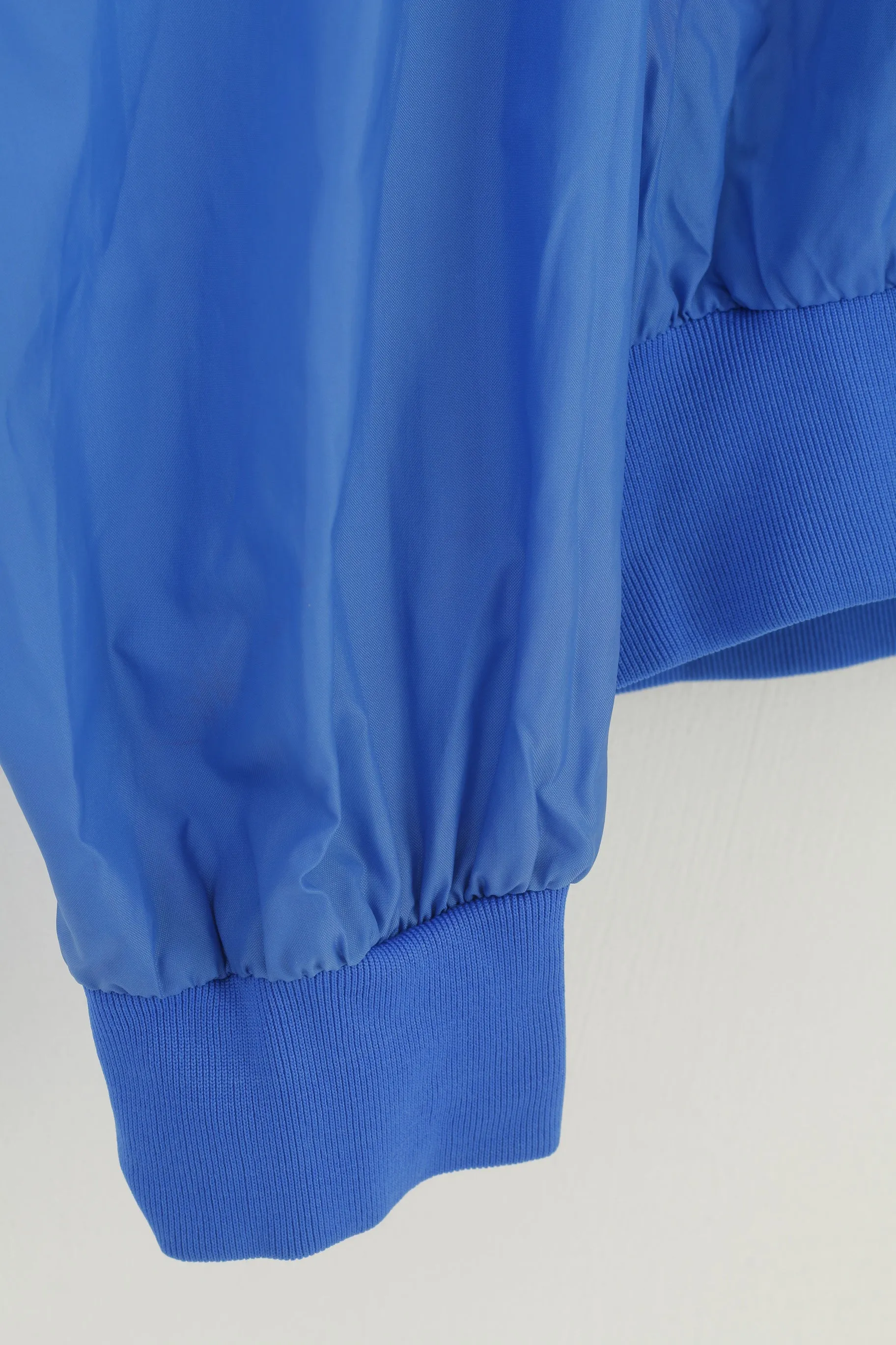 Vintage Men L Jacket Blue Full Zipper Collar Sport Nylon Top