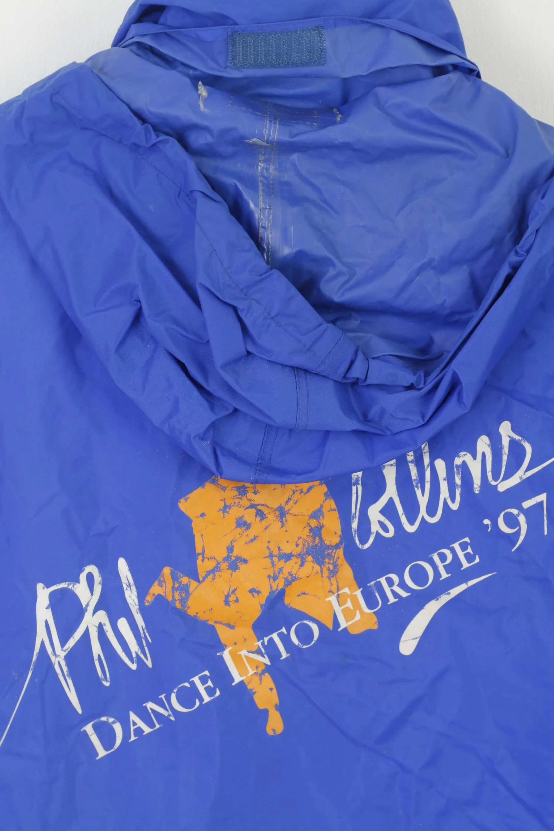 Vintage Men XL Jacket Blue Nylon Phil Collins Dance into Europe 1977 Hood Top