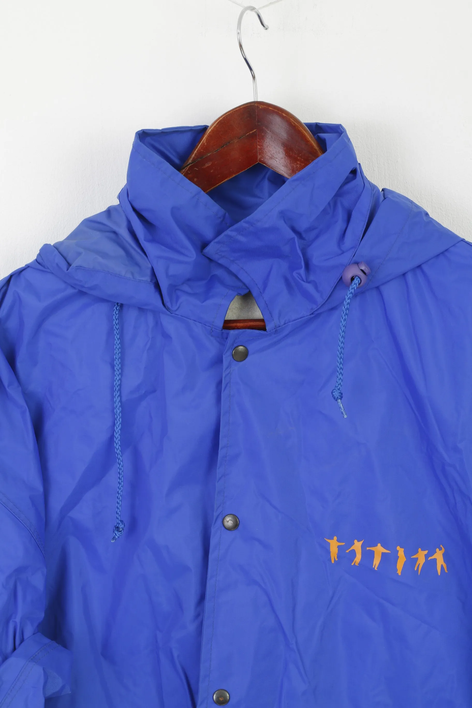 Vintage Men XL Jacket Blue Nylon Phil Collins Dance into Europe 1977 Hood Top