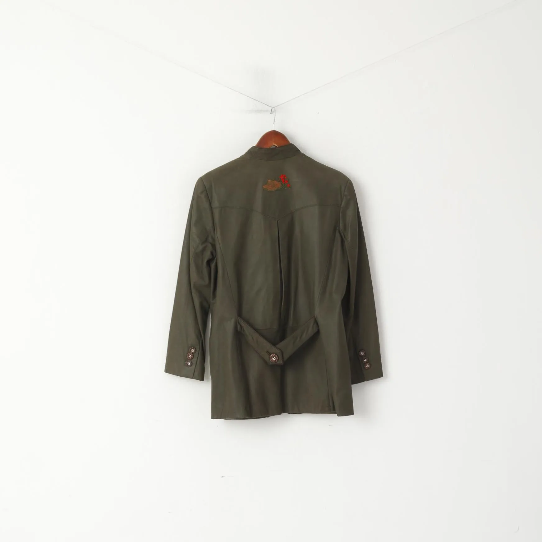 Vintage Women 38 M Jacket Green Real Leather Single Breasted Tyrol Trachten Blazer