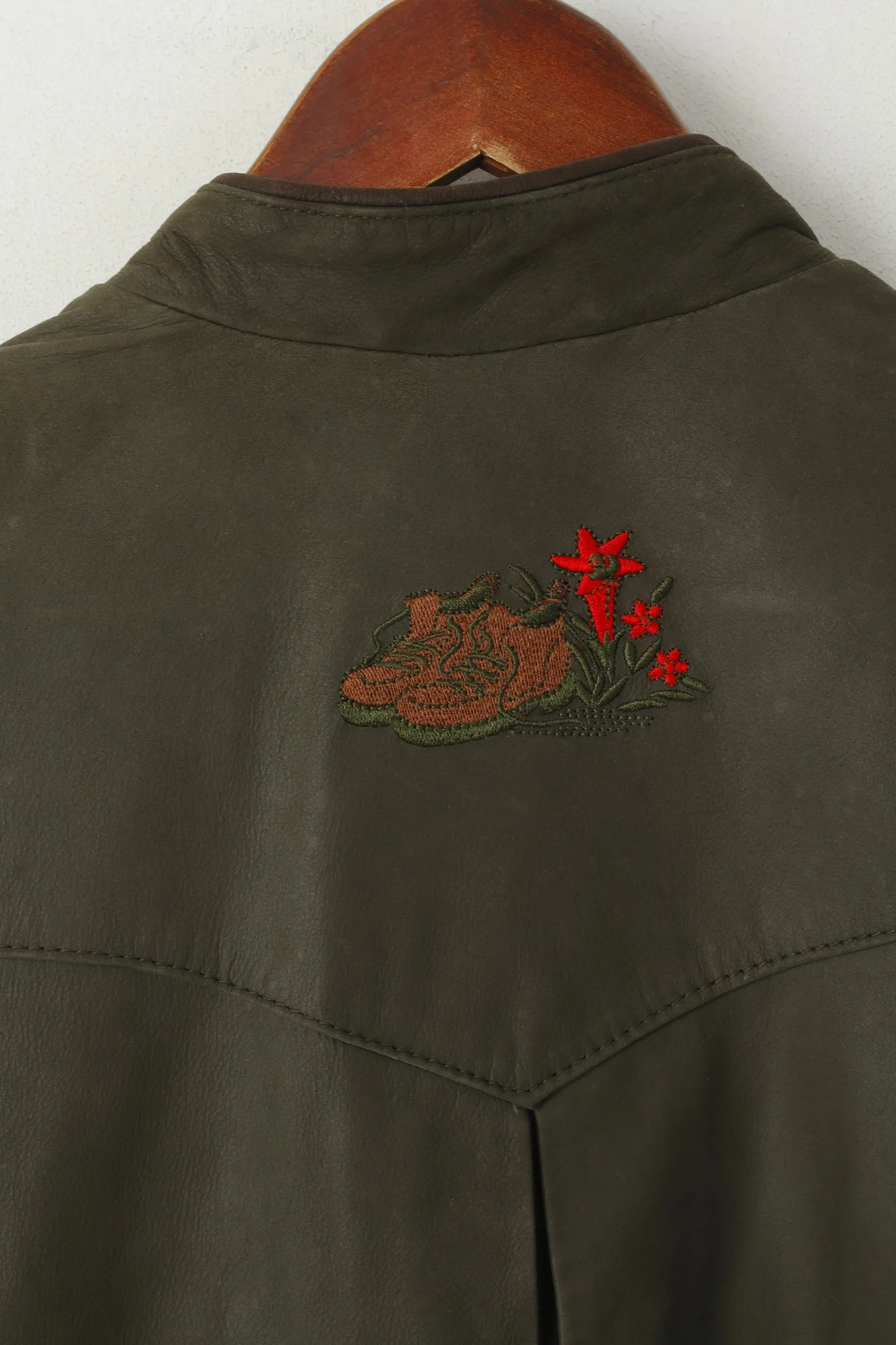 Vintage Women 38 M Jacket Green Real Leather Single Breasted Tyrol Trachten Blazer