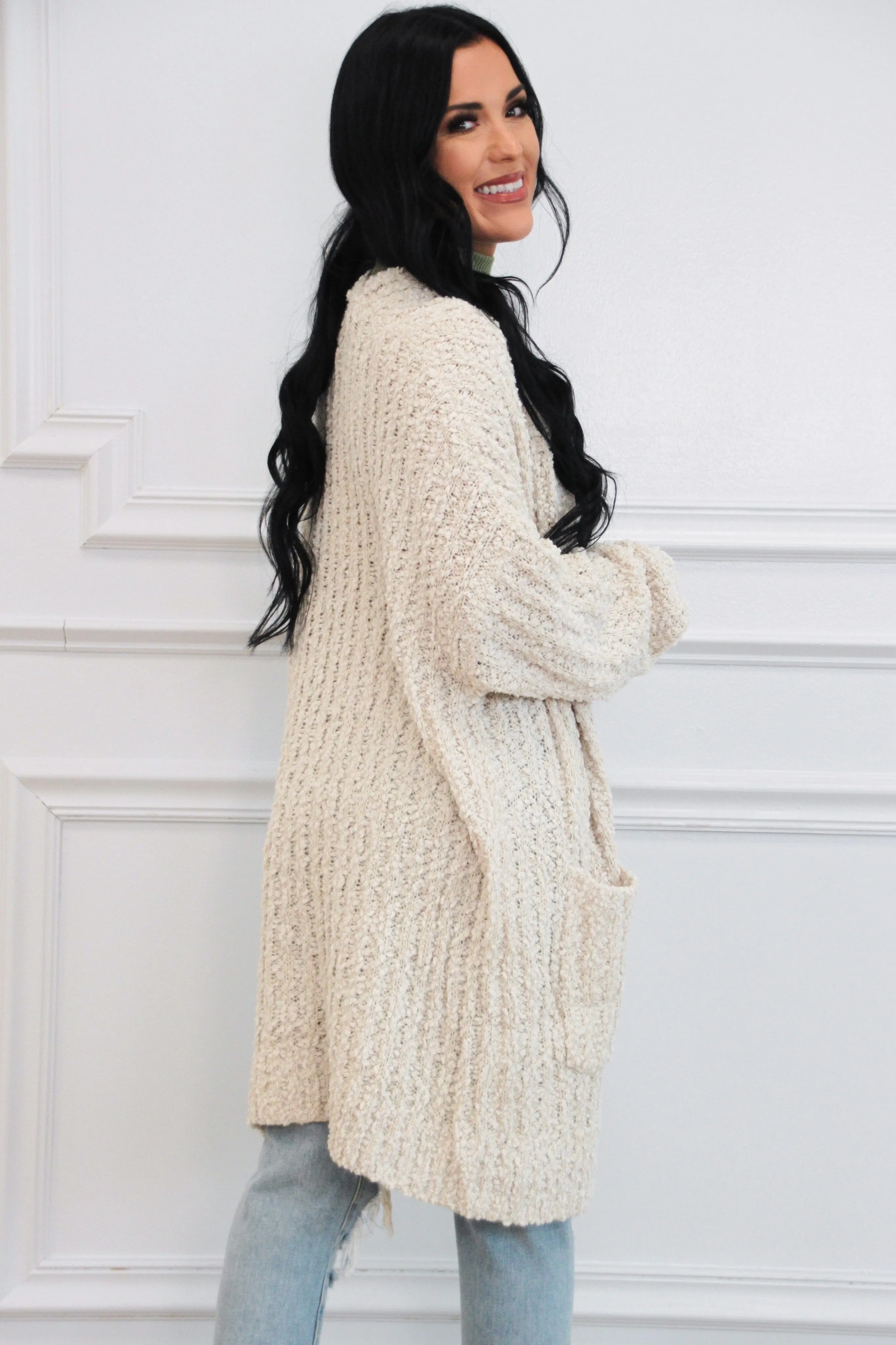 Warm Up Sweater Knit Cardigan: Cream